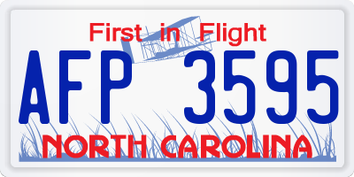 NC license plate AFP3595