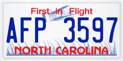 NC license plate AFP3597