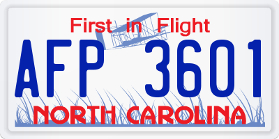NC license plate AFP3601