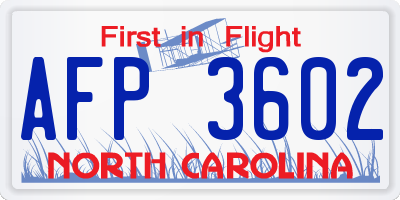 NC license plate AFP3602