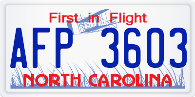 NC license plate AFP3603