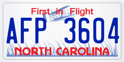 NC license plate AFP3604
