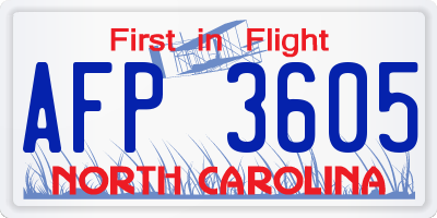 NC license plate AFP3605