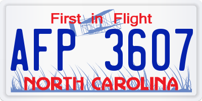 NC license plate AFP3607
