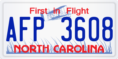 NC license plate AFP3608