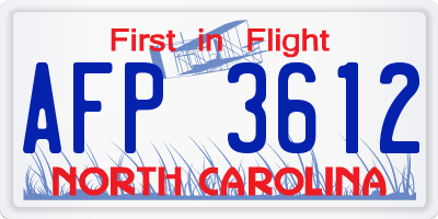 NC license plate AFP3612