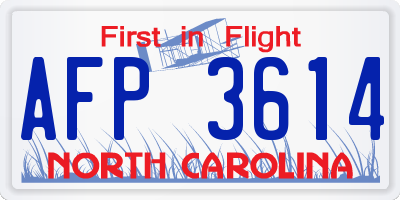 NC license plate AFP3614