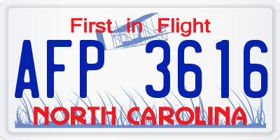NC license plate AFP3616