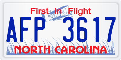 NC license plate AFP3617