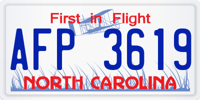 NC license plate AFP3619