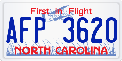 NC license plate AFP3620