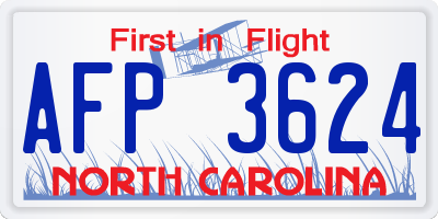 NC license plate AFP3624