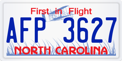 NC license plate AFP3627