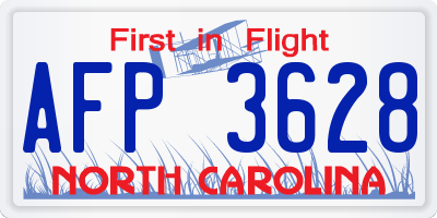 NC license plate AFP3628