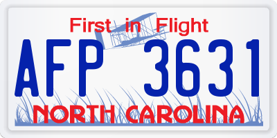 NC license plate AFP3631