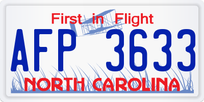 NC license plate AFP3633