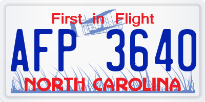 NC license plate AFP3640