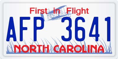NC license plate AFP3641