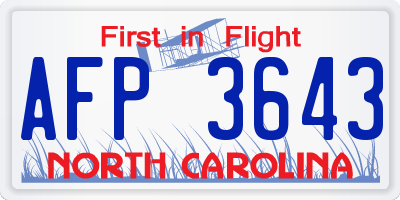 NC license plate AFP3643