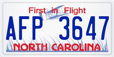 NC license plate AFP3647