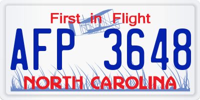NC license plate AFP3648