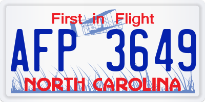 NC license plate AFP3649