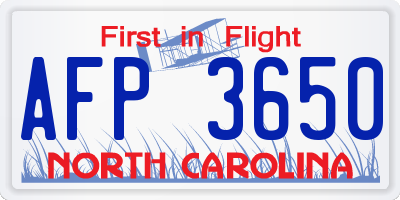 NC license plate AFP3650