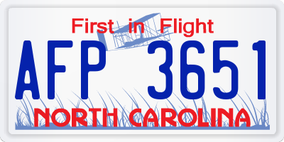 NC license plate AFP3651