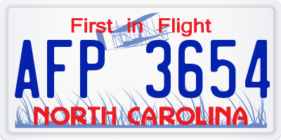 NC license plate AFP3654
