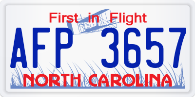 NC license plate AFP3657