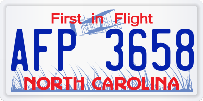 NC license plate AFP3658