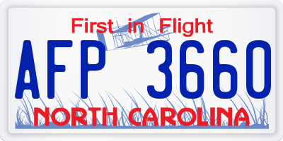 NC license plate AFP3660