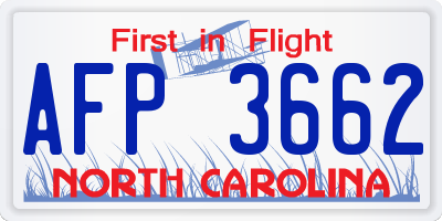 NC license plate AFP3662