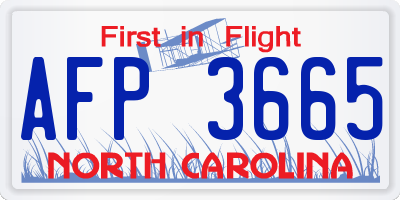 NC license plate AFP3665
