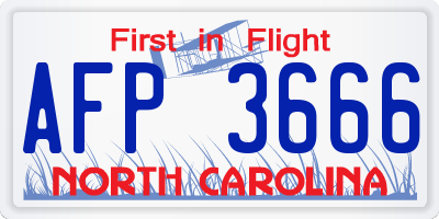 NC license plate AFP3666