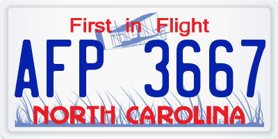 NC license plate AFP3667