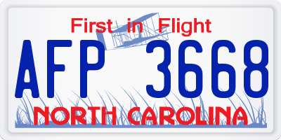 NC license plate AFP3668