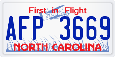 NC license plate AFP3669