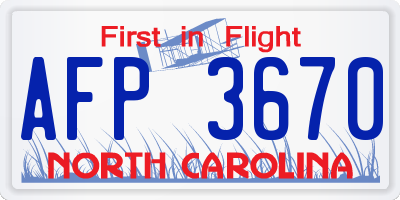 NC license plate AFP3670