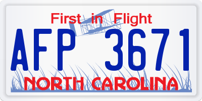 NC license plate AFP3671
