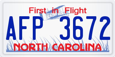 NC license plate AFP3672