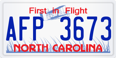 NC license plate AFP3673