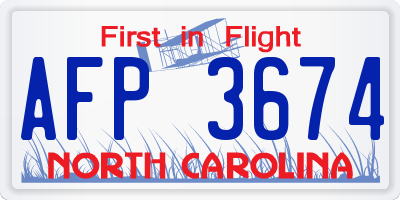 NC license plate AFP3674