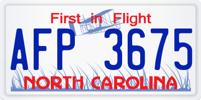 NC license plate AFP3675