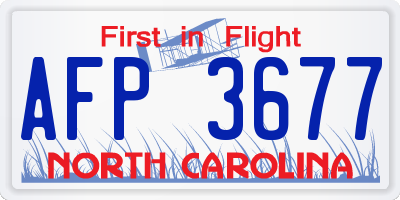NC license plate AFP3677