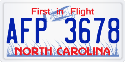 NC license plate AFP3678