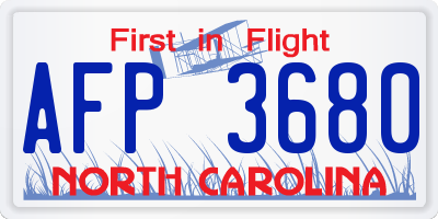 NC license plate AFP3680