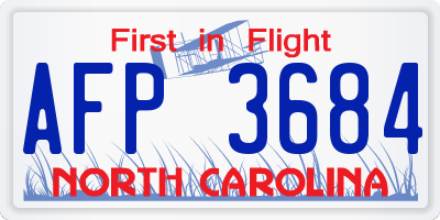 NC license plate AFP3684