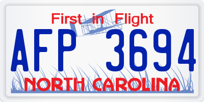 NC license plate AFP3694
