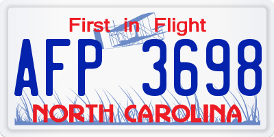 NC license plate AFP3698